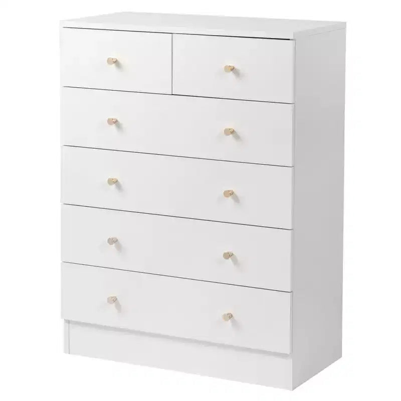 6-Drawer White Particle Board 25.98in. W Chest of Drawer