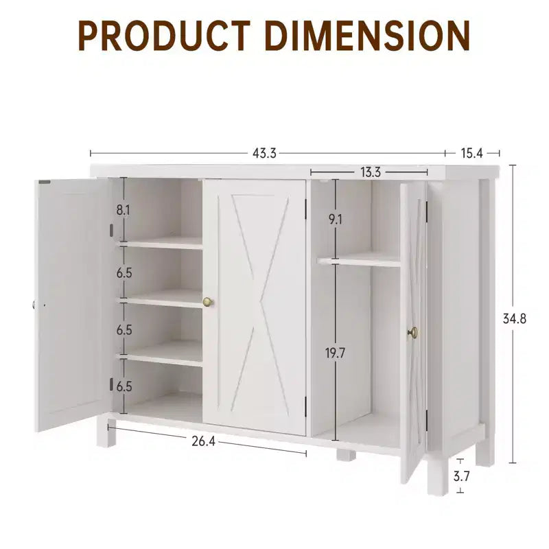 Shoe Storage Cabinet with 3 Door, 4-Tier Freestanding Large Shoe Rack Cabinet for Hallway