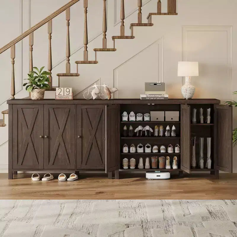 Shoe Storage Cabinet with 3 Door, 4-Tier Freestanding Large Shoe Rack Cabinet for Hallway