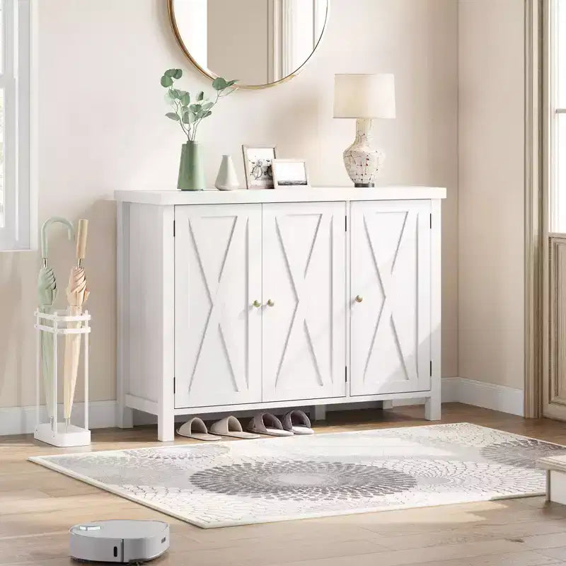 Shoe Storage Cabinet with 3 Door, 4-Tier Freestanding Large Shoe Rack Cabinet for Hallway