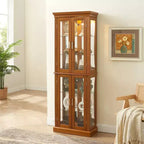 70" Tall Curio Cabinet with 6 Adjustable Shelves & Tempered Glass Doors