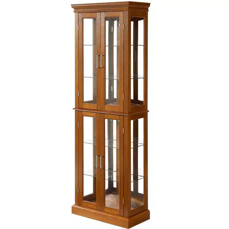 70" Tall Curio Cabinet with 6 Adjustable Shelves & Tempered Glass Doors