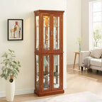 70" Tall Curio Cabinet with 6 Adjustable Shelves & Tempered Glass Doors