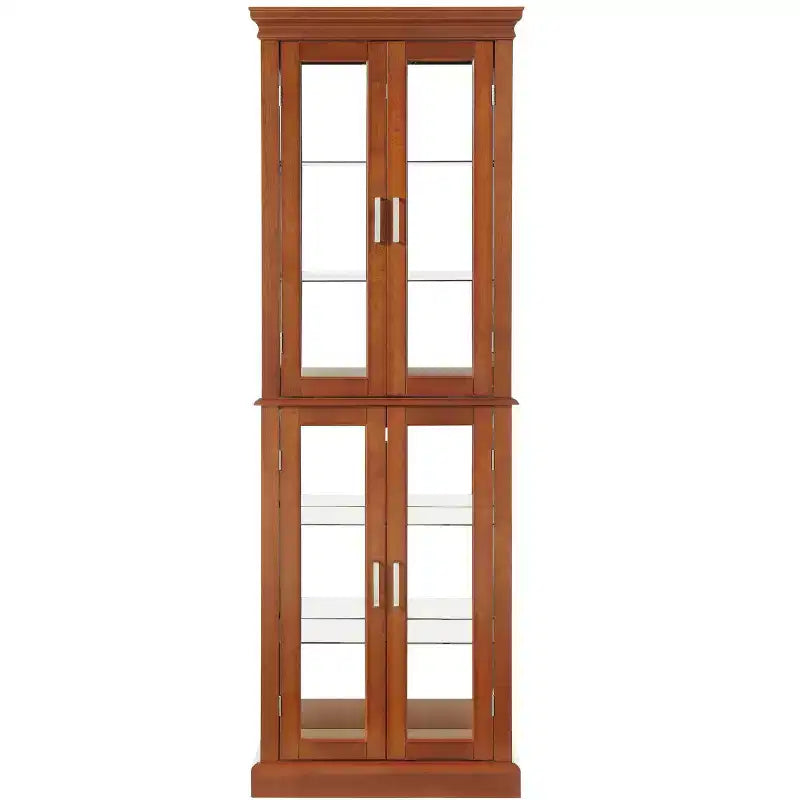 70" Tall Curio Cabinet with 6 Adjustable Shelves & Tempered Glass Doors