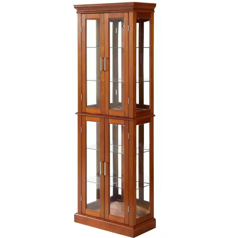 70" Tall Curio Cabinet with 6 Adjustable Shelves & Tempered Glass Doors