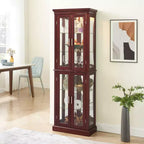 70" Tall Curio Cabinet with 6 Adjustable Shelves & Tempered Glass Doors