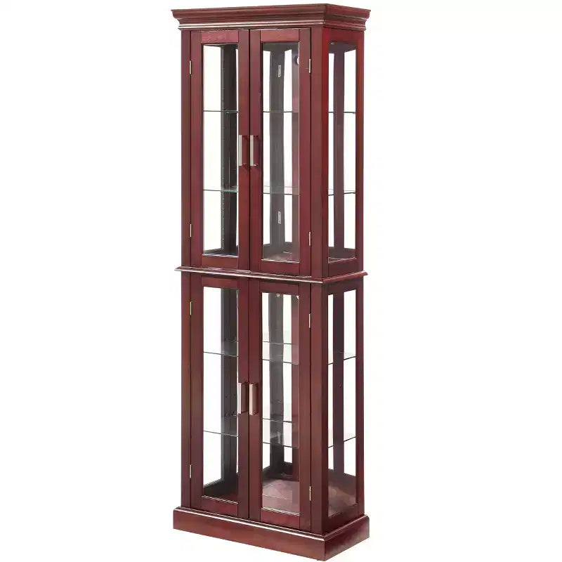 70" Tall Curio Cabinet with 6 Adjustable Shelves & Tempered Glass Doors
