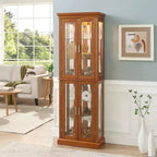 70" Tall Curio Cabinet with 6 Adjustable Shelves & Tempered Glass Doors