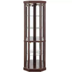 Corner Curio Cabinet with Glass Doors & 6 Shelves – Living Room Display Case