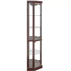 Corner Curio Cabinet with Glass Doors & 6 Shelves – Living Room Display Case