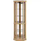 Corner Curio Cabinet with Glass Doors & 6 Shelves – Living Room Display Case