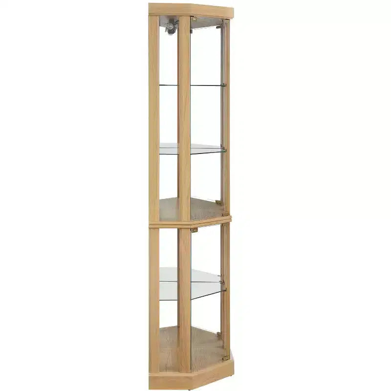 Corner Curio Cabinet with Glass Doors & 6 Shelves – Living Room Display Case