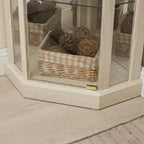 Corner Curio Cabinet with Glass Doors & 6 Shelves – Living Room Display Case