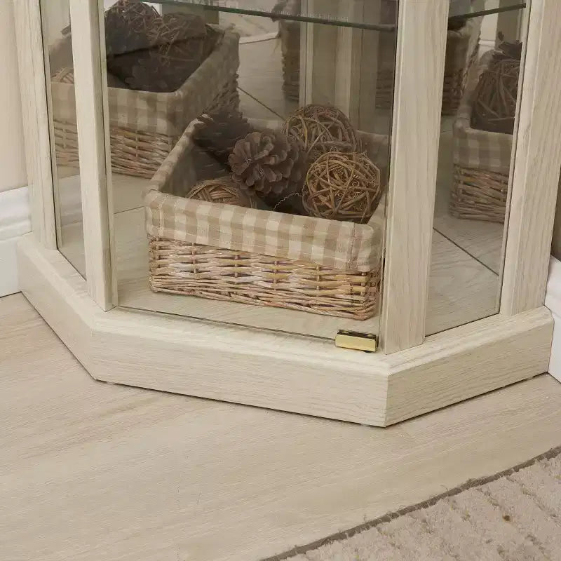 Corner Curio Cabinet with Glass Doors & 6 Shelves – Living Room Display Case