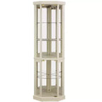 Corner Curio Cabinet with Glass Doors & 6 Shelves – Living Room Display Case