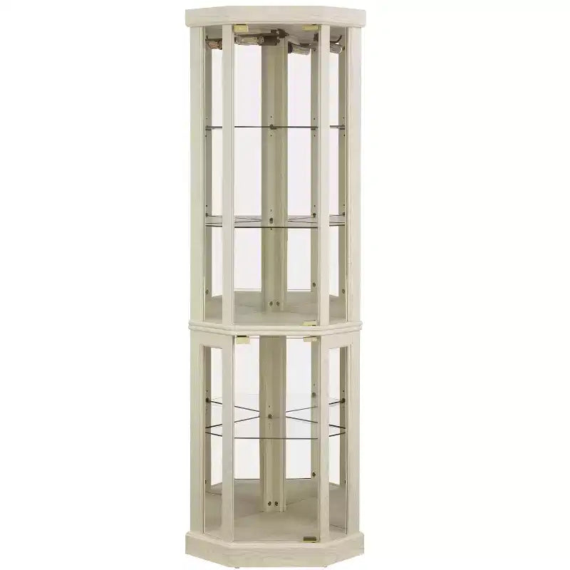 Corner Curio Cabinet with Glass Doors & 6 Shelves – Living Room Display Case
