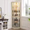 Corner Curio Cabinet with Glass Doors & 6 Shelves – Living Room Display Case