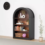 Antique Arched Display Cabinet – Black, 4 Shelves, Freestanding, Living Room