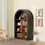 Antique Arched Display Cabinet – Black, 4 Shelves, Freestanding, Living Room