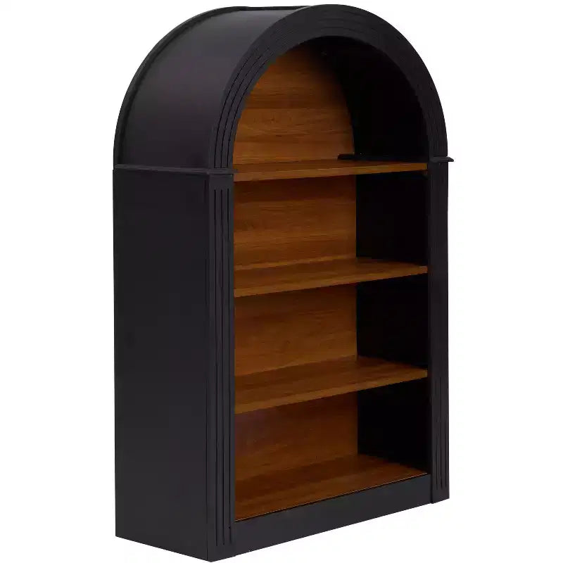 Antique Arched Display Cabinet – Black, 4 Shelves, Freestanding, Living Room