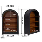 Antique Arched Display Cabinet – Black, 4 Shelves, Freestanding, Living Room