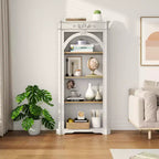 Modern Arched Display Cabinet – White, 4 Shelves, Freestanding, Living Room