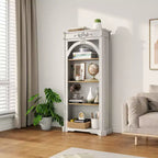Modern Arched Display Cabinet – White, 4 Shelves, Freestanding, Living Room