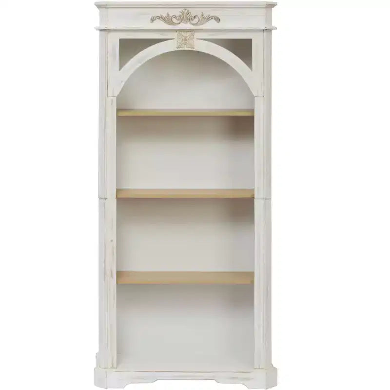 Modern Arched Display Cabinet – White, 4 Shelves, Freestanding, Living Room