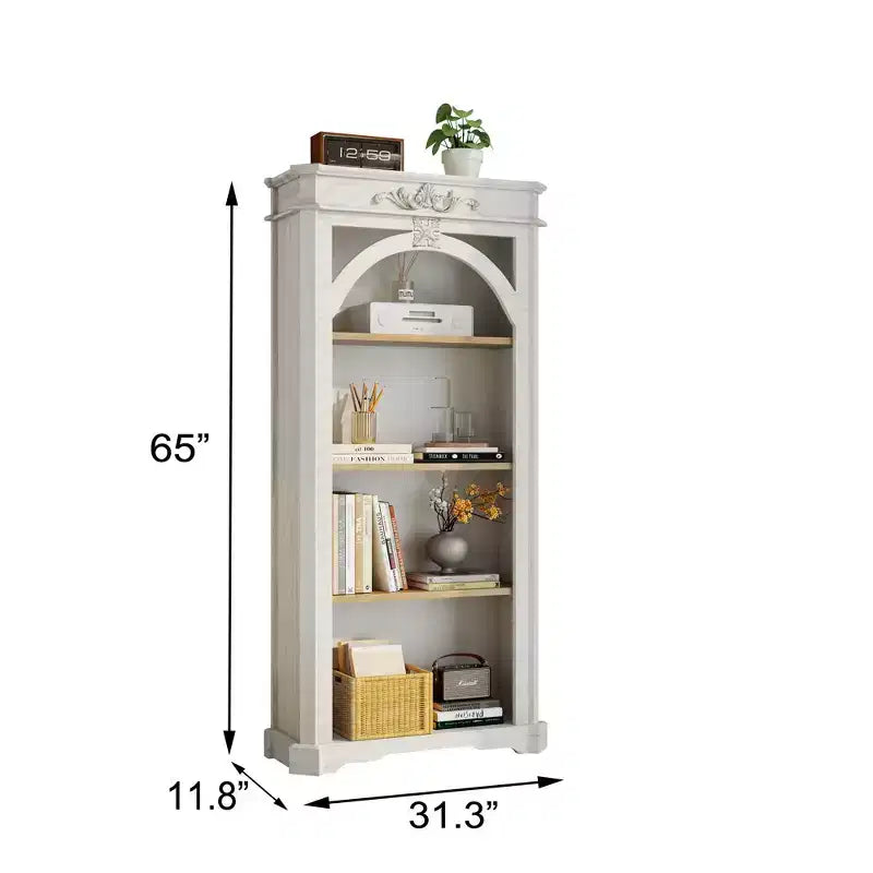 Modern Arched Display Cabinet – White, 4 Shelves, Freestanding, Living Room