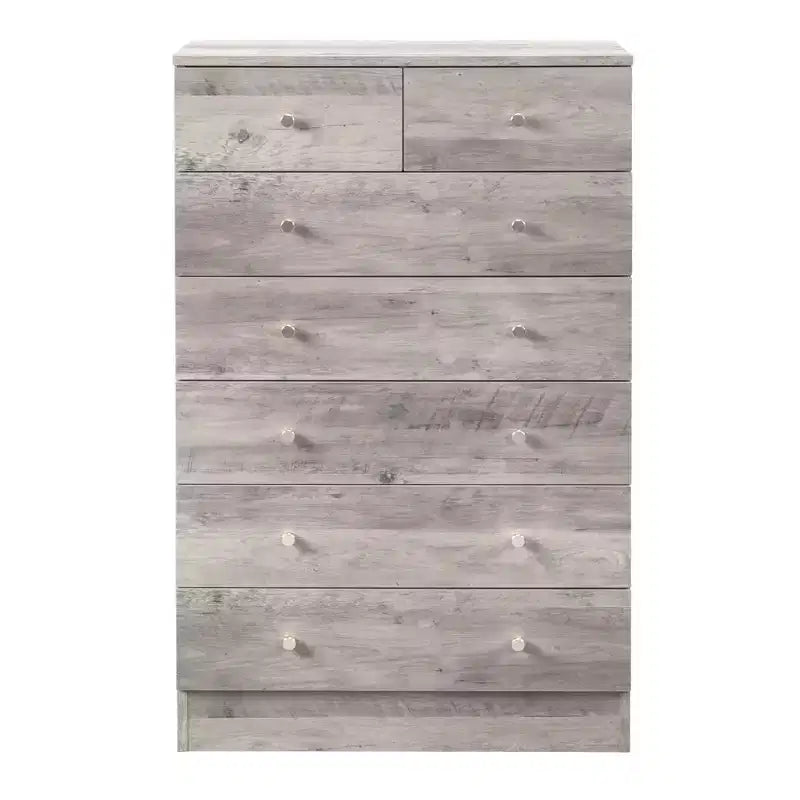 7-Drawer Gray Particle Board 25.98in. W Chest of Drawer