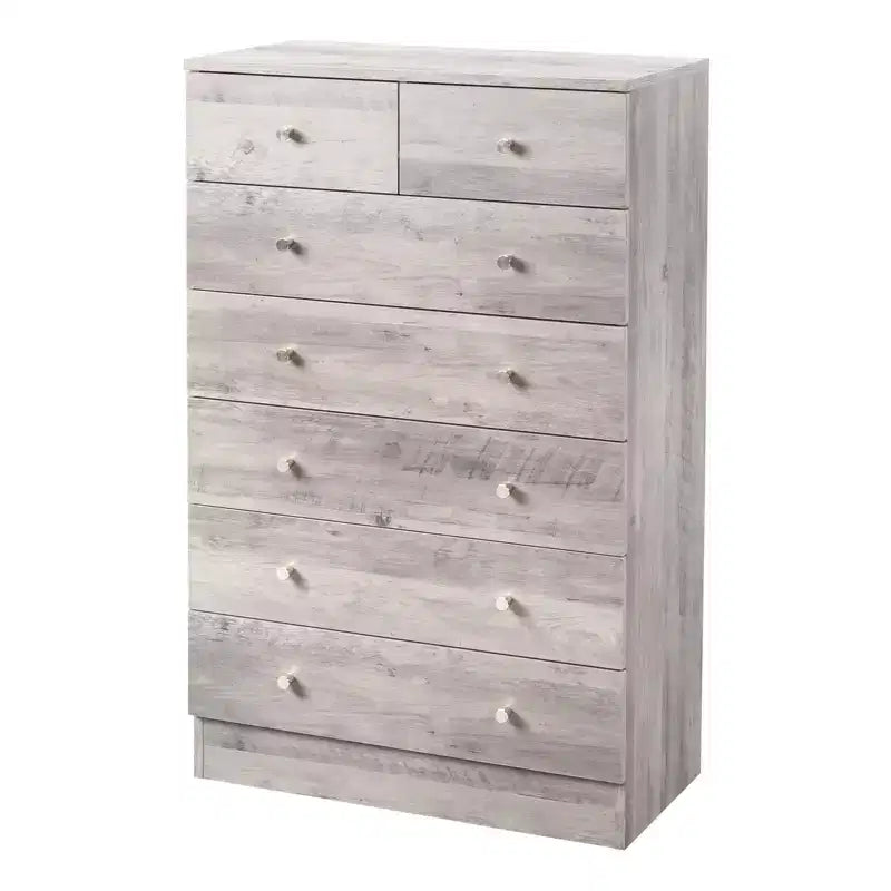 7-Drawer Gray Particle Board 25.98in. W Chest of Drawer