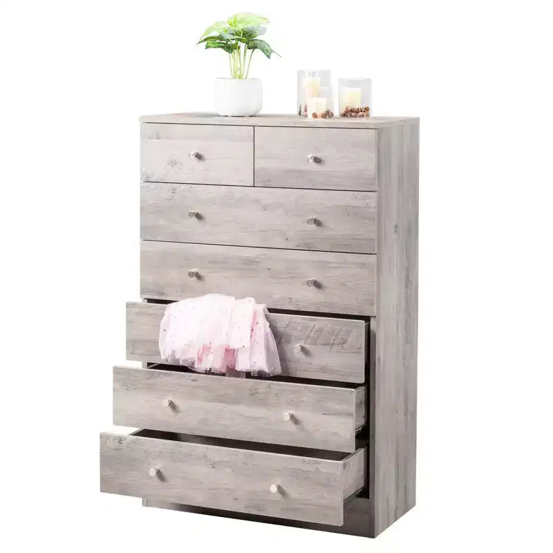 7-Drawer Gray Particle Board 25.98in. W Chest of Drawer
