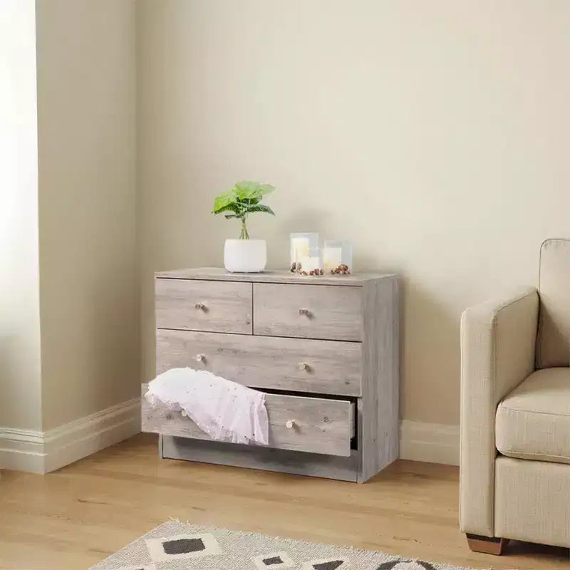 4-Drawer Gray Particle Board 25.98in. W Chest of Drawer