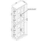 Lighted Glass Curio Display Cabinet with Wood Frame - Elegant Glass Storage for Wine, Toys & Collectibles - Perfect for Living Room, Kitchen- OAK