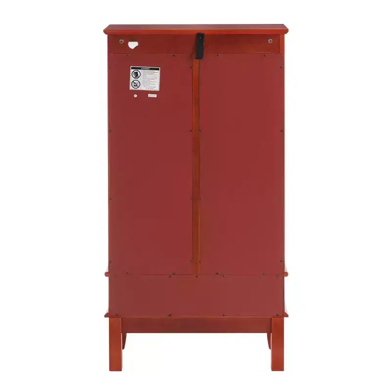 Lighted Corner Curio Cabinet – Cherry Finish, Tempered Glass Doors & 6 Shelves