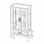 Lighted Corner Curio Cabinet – Cherry Finish, Tempered Glass Doors & 6 Shelves