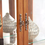 Lighted Corner Curio Cabinet – Cherry Finish, Tempered Glass Doors & 6 Shelves
