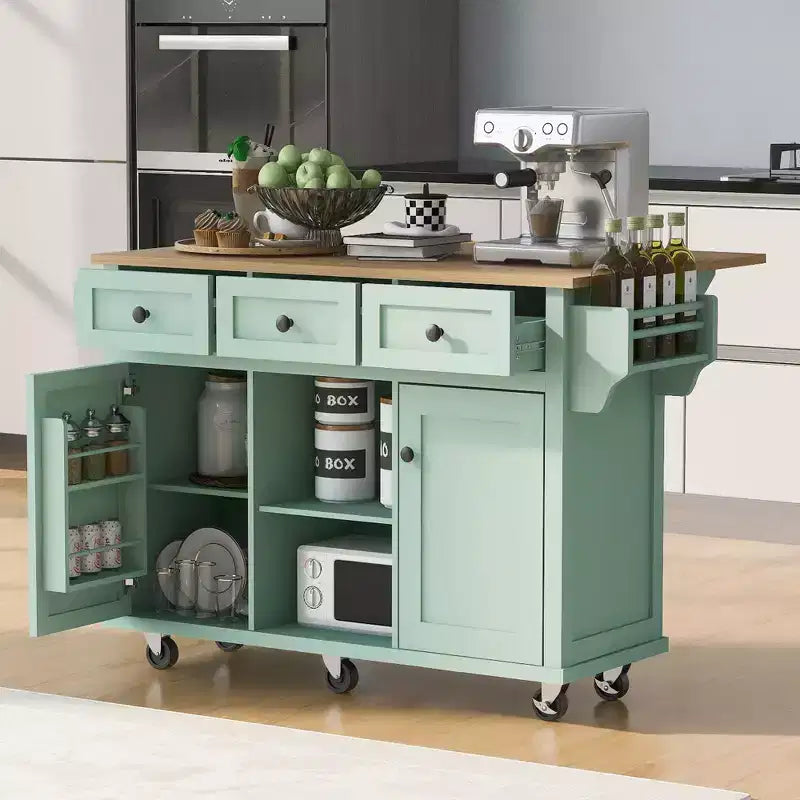 Kitchen Storage Cabinet with 5 Wheels, 2 Doors & Internal Storage Racks