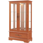 Display Cabinet with 2 Glass Doors, 3 Shelves & 1 Drawer – Freestanding, Modern