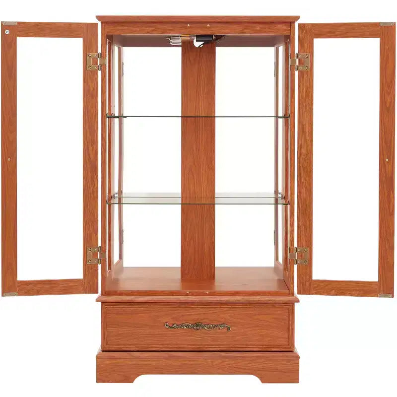 Display Cabinet with 2 Glass Doors, 3 Shelves & 1 Drawer – Freestanding, Modern