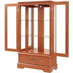 Display Cabinet with 2 Glass Doors, 3 Shelves & 1 Drawer – Freestanding, Modern