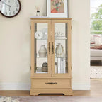 Display Cabinet with 2 Glass Doors, 3 Shelves & 1 Drawer – Freestanding, Modern