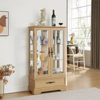 Display Cabinet with 2 Glass Doors, 3 Shelves & 1 Drawer – Freestanding, Modern