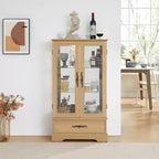 Display Cabinet with 2 Glass Doors, 3 Shelves & 1 Drawer – Freestanding, Modern