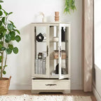 Display Cabinet with 2 Glass Doors, 3 Shelves & 1 Drawer – Freestanding, Modern
