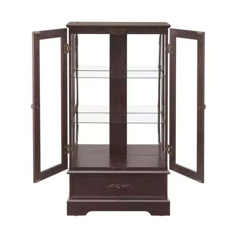 Display Cabinet with 2 Glass Doors, 3 Shelves & 1 Drawer – Freestanding, Modern
