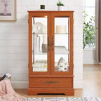 Display Cabinet with 2 Glass Doors, 3 Shelves & 1 Drawer – Freestanding, Modern