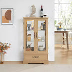 Display Cabinet with 2 Glass Doors, 3 Shelves & 1 Drawer – Freestanding, Modern