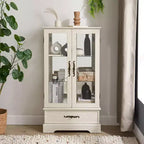 Display Cabinet with 2 Glass Doors, 3 Shelves & 1 Drawer – Freestanding, Modern
