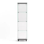 Display Cabinet, 4 Tier Storage Cabinet with 1 Doors and Wheels, Freestanding Cabinet for Living Room, Hallway and Office